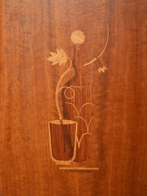 Image 1 of Scandinavian 1940s bar cabinet with inlays