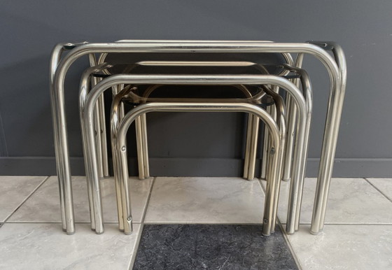 Image 1 of Glass nesting set of tables 1970s