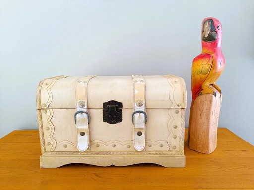 Small wood and leather storage box