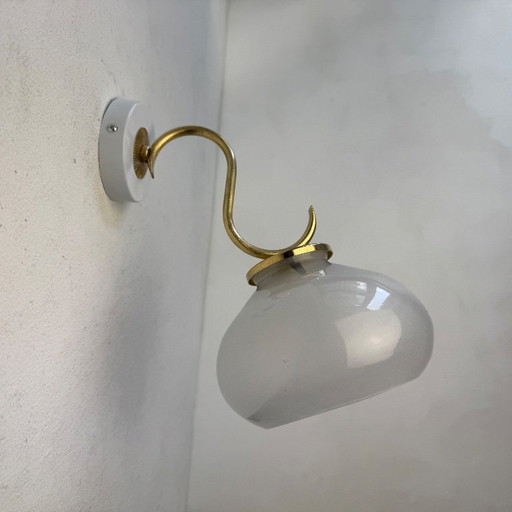 ANTIEK VINTAGE GLAZEN WANDLAMP