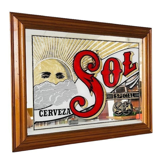 Image 1 of Vintage Mexicaanse Cerveza Sol bierspiegel 1960's