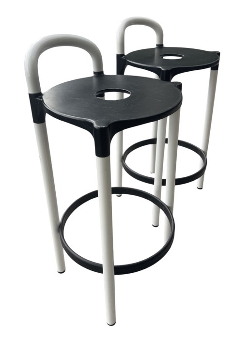 Set Van 2 Vintage Kartell 'Polo' Barkrukken – Anna Castelli Ferrieri (Jaren '80) – Metal, Plastic