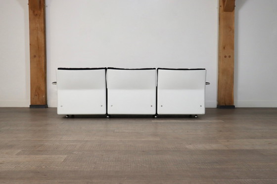 Image 1 of Dieter Rams Model 620 Three Seater Sofa in Black Leather for Vitsoe 1980s