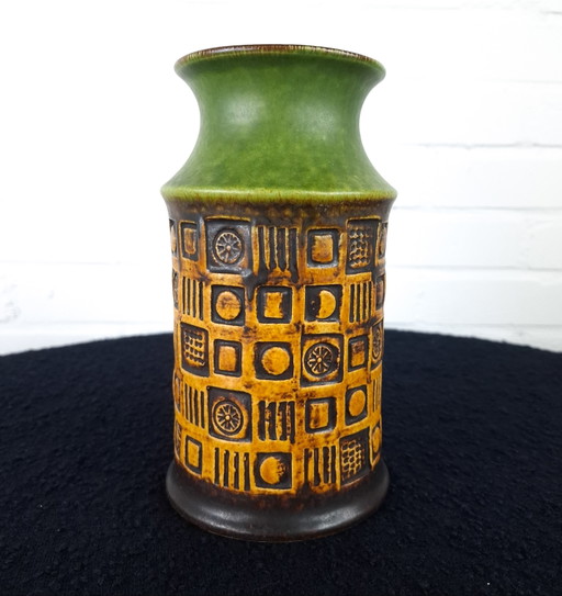 Vintage Bay ceramic vase 1970s West Germany brown green
