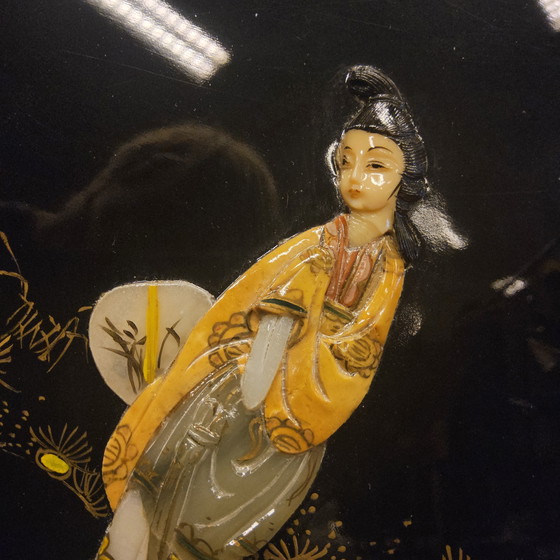 Image 1 of Vintage chinese salontafel / oosterse tafel (diameter:75cm)  Aziatische salontafel/ Bohemian salontafel/ koffietafel 