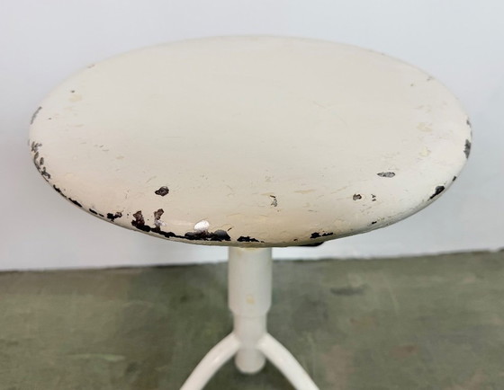 Image 1 of White Industrial Iron Height Adjustable Stool, 1960s
