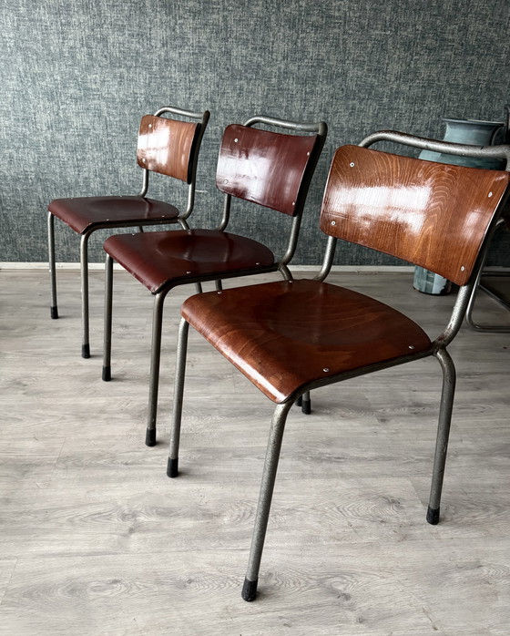 Image 1 of Set di 3 sedie vintage Gispen 106 "TU Delft".