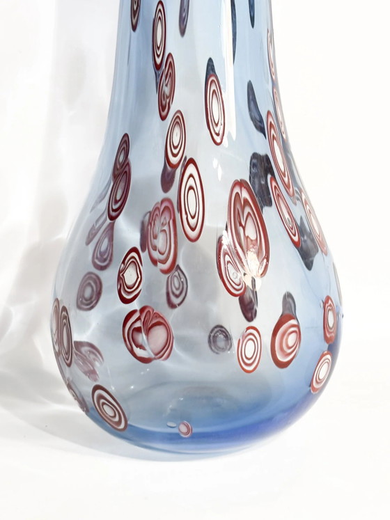Blue Murano Glass Vase with Red Murrine, 1975 (photo 3 of 14)