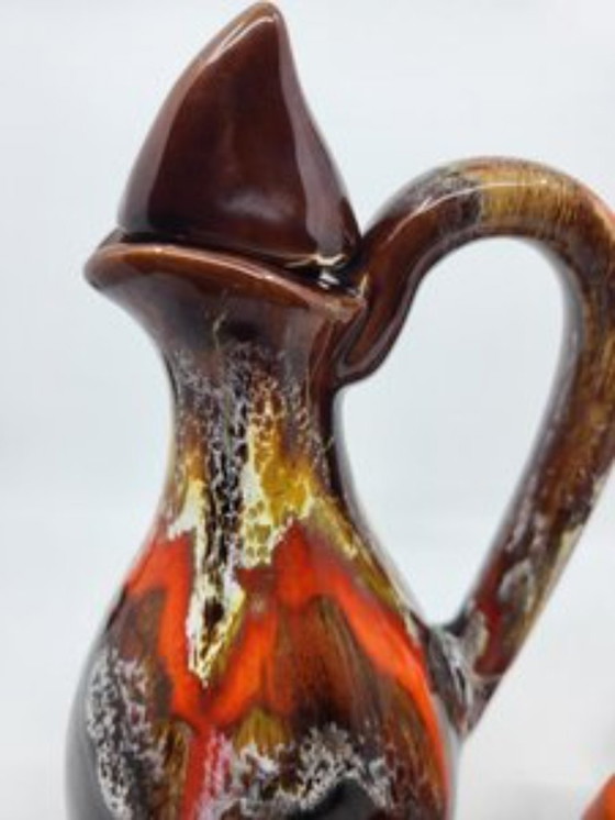 Image 1 of Vallauris keramiek koffieservies Frankrijk Côte-d'Azur 1960 vintage Set van 9