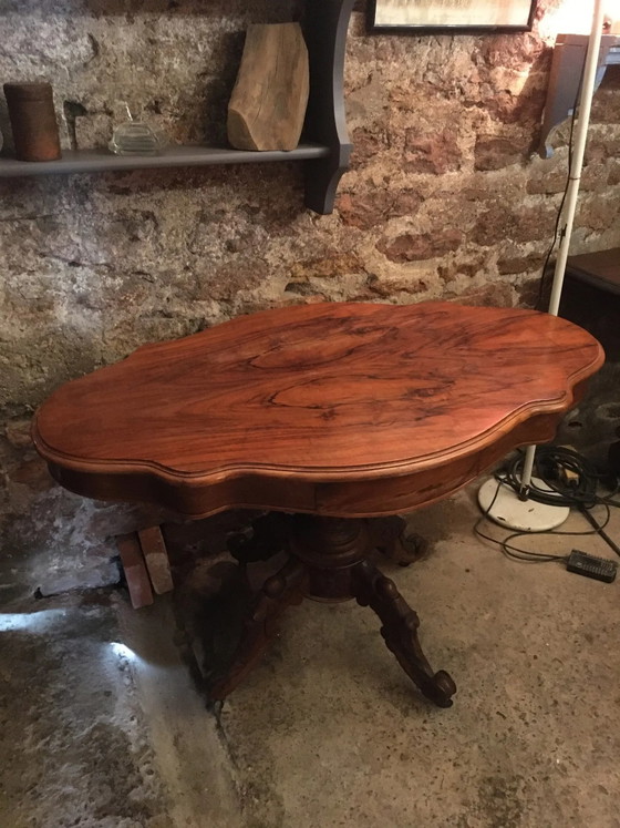 Viooltafel met 2 laden in walnoot. – Bijzettafels (photo 8 of 9)