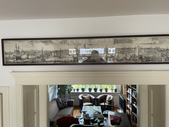Image 1 of Rotterdam, beautiful reproduction in a mahogany frame