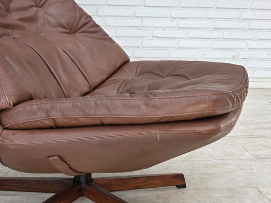 Fauteuil lounge pivotant réglable, design danois Madsen & Schubell, années 1970 – Leather, Metal (photo 4 of 19)
