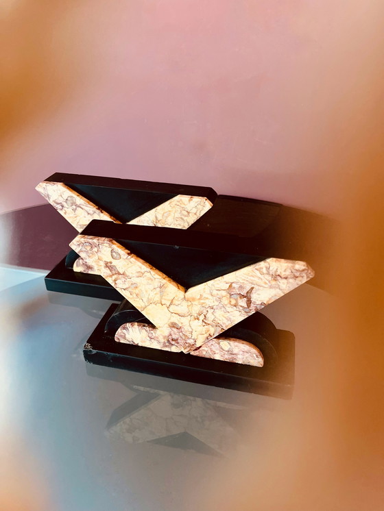 Image 1 of Set aus Art-Deco-Buchstützen aus Marmor