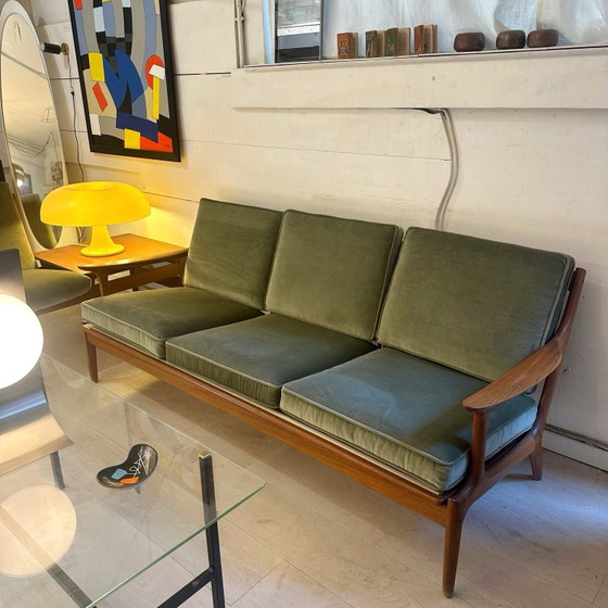 Ensemble canapés scandinaves, 1960, Edvard Valentinsen, Coins salon, Velours, Vert (photo 10 sur 15)