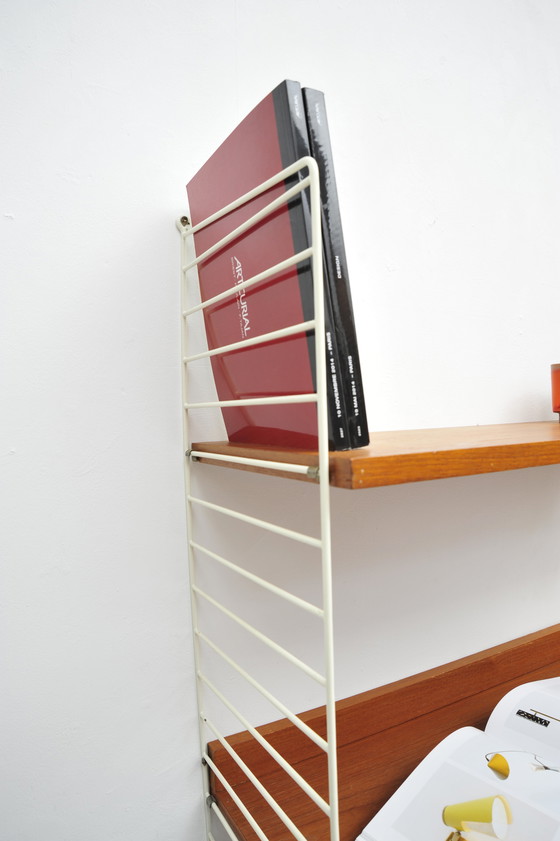 Image 1 of String Shelving System Desk And Floor In Teak With 2 Ladders By Kajsa And Nisse Strinning