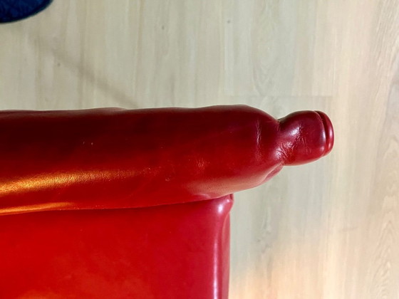 Image 1 of 6 x Montis Chaplin in pelle rossa con base cromata