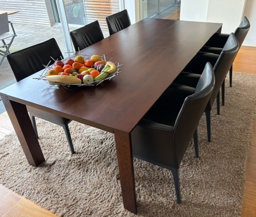 Elegant set of 6 leather dining/meeting chairs Wittmann