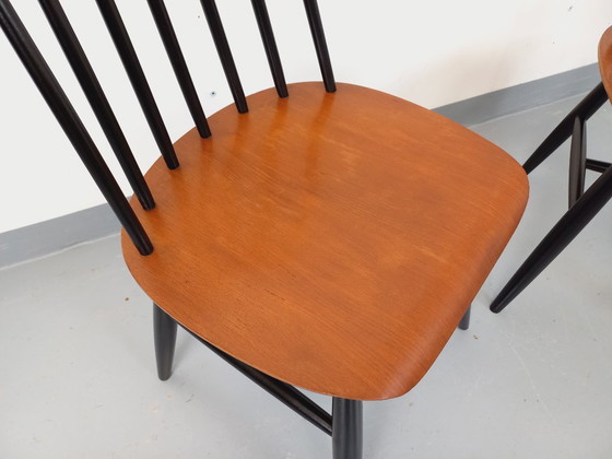 Image 1 of Paire de chaises scandinaves vintage Fanett par Ilmari Tapiovaara en teck et bois noir des années 50 60