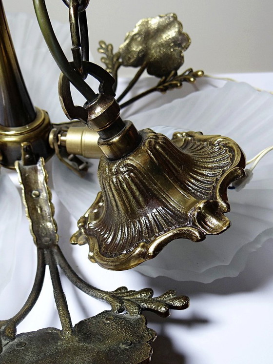 Image 1 of Lustre Hollywood Regency Art Déco vintage 80-90 Bronze Mariner Coquillages