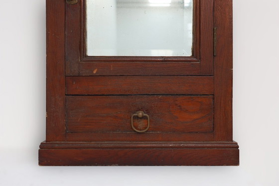 Image 1 of Art Deco scheerkast in hout met afgeschuinde spiegel, Frankrijk