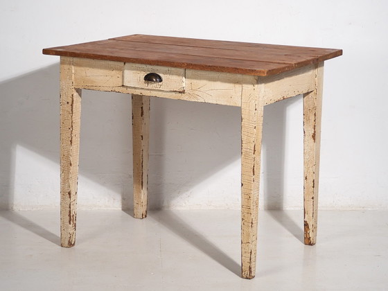 Tavolo in legno massello bianco antico (c.1920) #8, Tavoli da pranzo, Metallo, Rustic (foto 24 di 24)