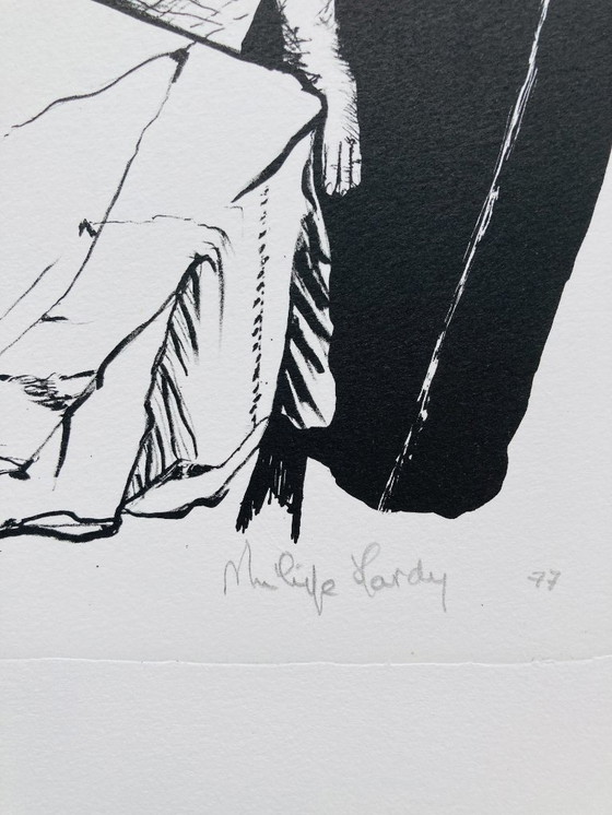 Image 1 of Philippe Hardy - Vintage Lithograph - Woman at Table - 1977