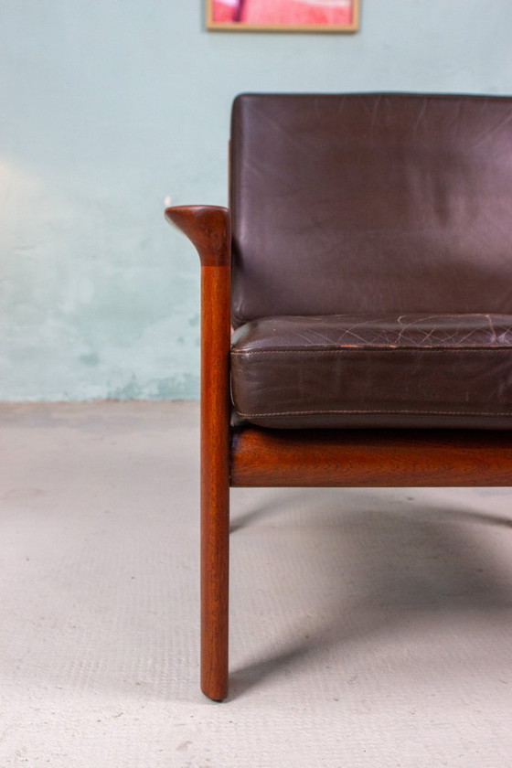 Image 1 of Vintage teakhouten fauteuil Sven Ellekaer comfortabele fauteuil uit het midden van de vorige eeuw