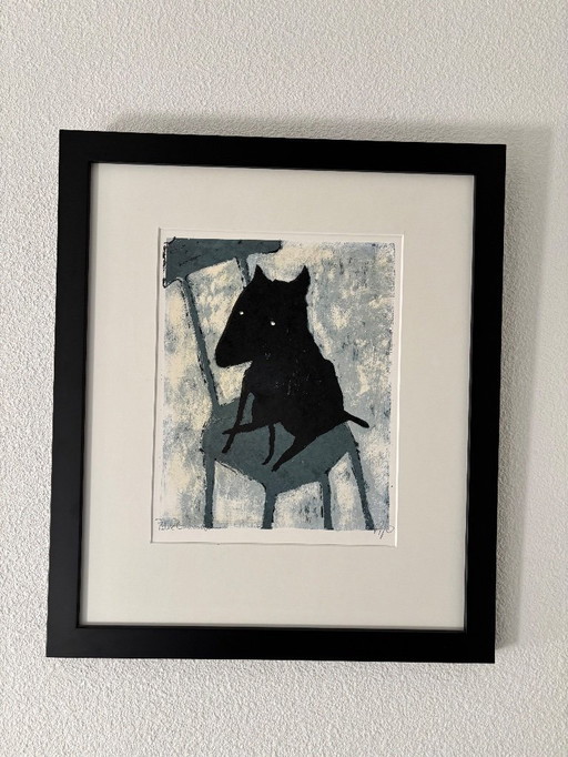 Sérigraphie Peter Bastiaanssen Chien sur chaise 2