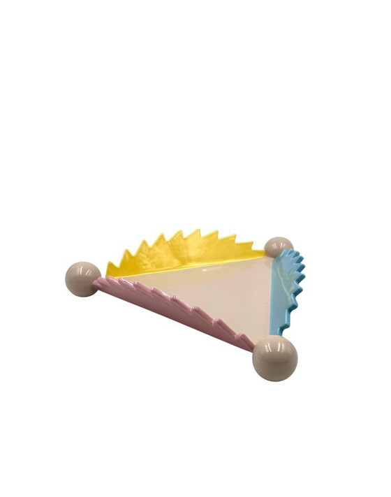 Image 1 of Postmodern ceramic centerpiece / vide poche mod. "Parana" 1st edition, Masanori Umeda, Memphis Milan Italy 1983