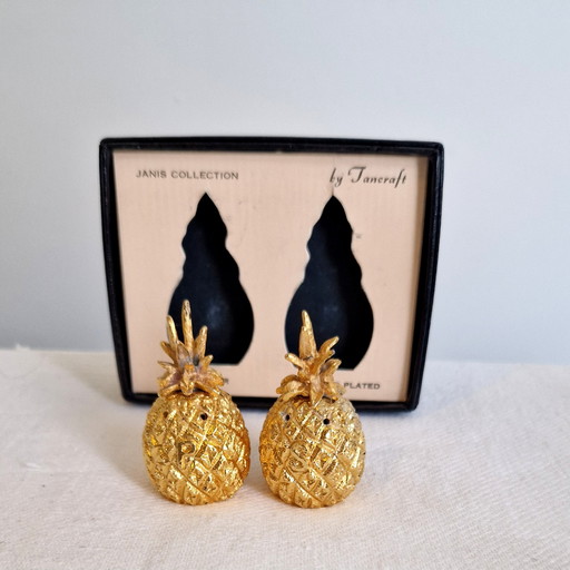 24kt gold plated salt and pepper set '70s