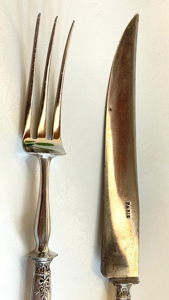 Image 1 of Silver-plated cutlery set with Minerva helmet, Paris