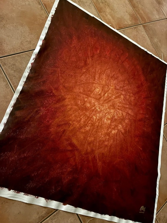 Gran pintura original abstracta roja y dorada – Walter Geraci, Pinturas y dibujos, Lienzo (photo 6 of 13)