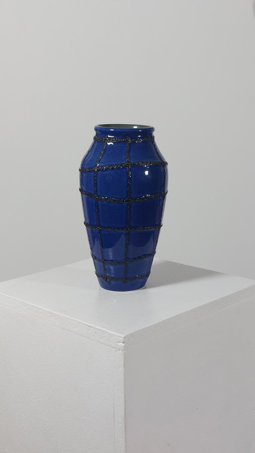 Vaso in ceramica vintage Fat Lava Spiderweb Blue