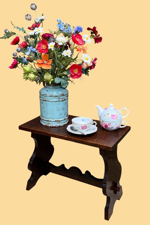 Amsterdamse School Bijzettafeltje | Massief  Eiken | 1920-1940 | Uniek Vakmanschap