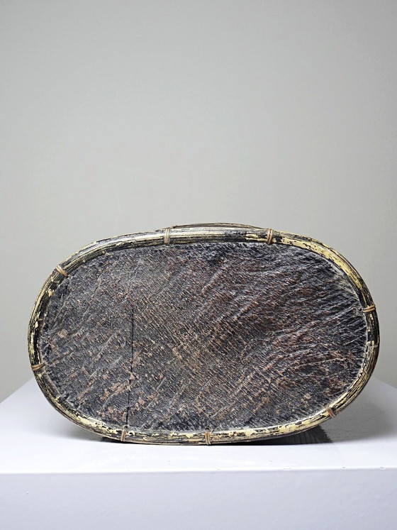 Image 1 of "Tampung" box, bamboo and leaf, Indonesia, Lombok, early 20th century