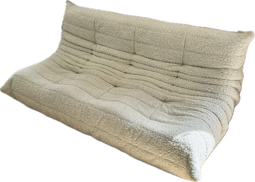 Ligne Roset Togo Canapé 3 places tissu bouclé blanc craie