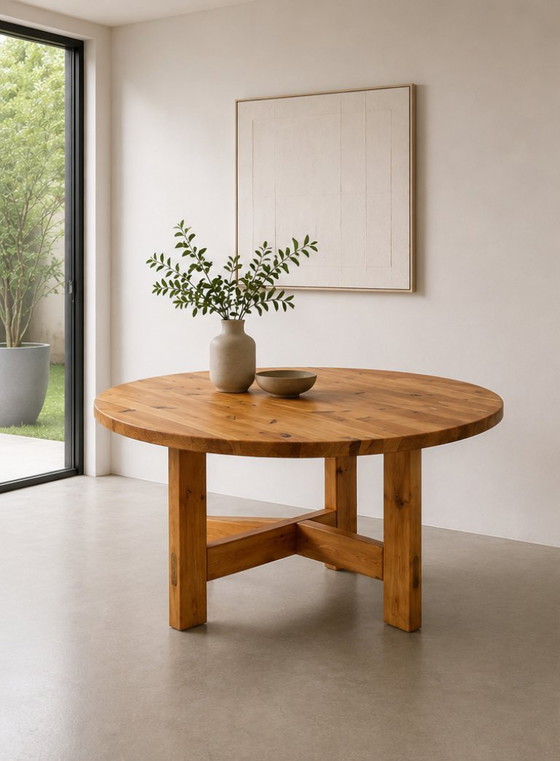 Image 1 of Large round vintage pine dining table Model RW152 designed by Roland Wilhelmsson for Karl Andersson & Söner