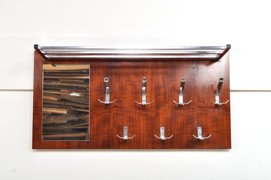 Image 1 of Vintage wall coat rack with mirror, 1960s