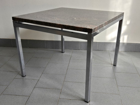 Image 1 of Vintage 1970s Side Coffee Table, Pink Granite & Chrome Steel, DLG Florence Knoll