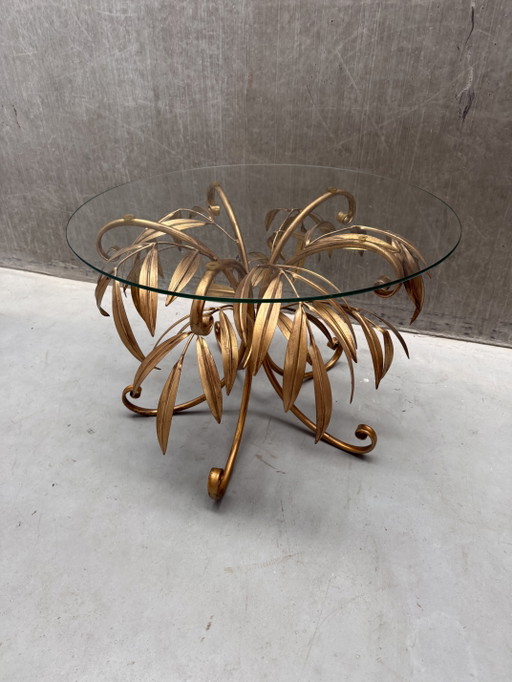 Hans Kögl Side Table Palm Leaves Gold Leaf 1970s