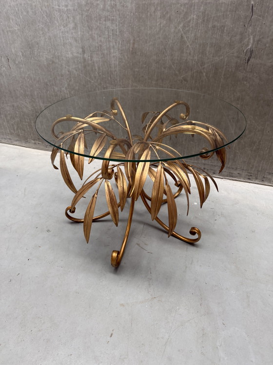 Image 1 of Hans Kögl Side Table Palm Leaves Gold Leaf 1970s