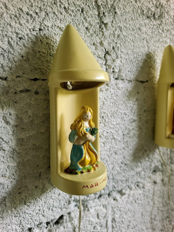 Image 1 of Ein Paar Nachtlichter aus Keramik - Frankreich 50er Jahre Volkskunst