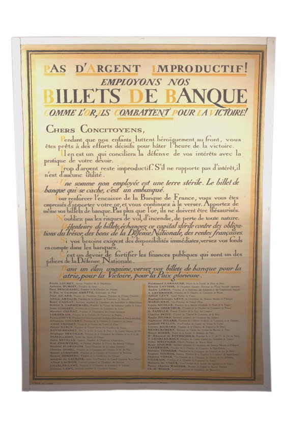 Cartel original sobre cartulina "Usemos nuestros billetes", imprenta DRAEGER Frères, París, 67x105cm. (photo 5 of 5)