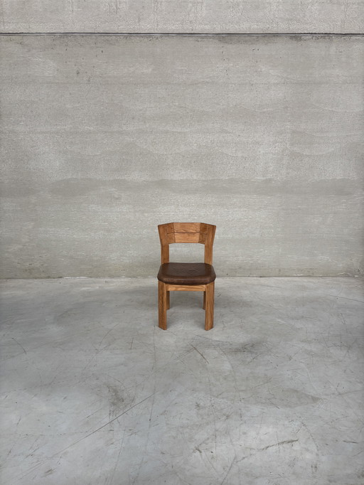 Chaises en chêne brutalistes x4