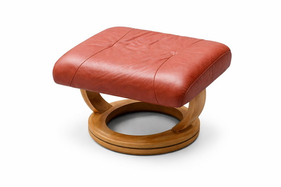 Image 1 of Leren draaifauteuil vintage con voetenbank  