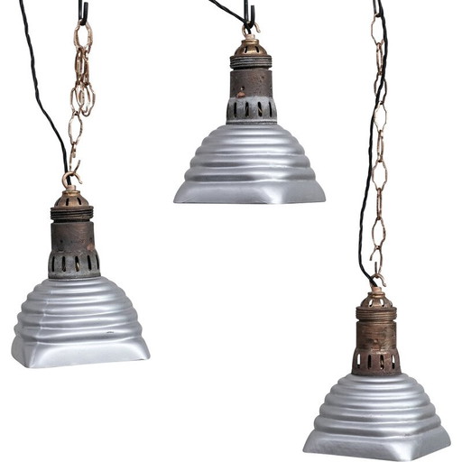 Lampada a sospensione francese vintage in vetro al mercurio, Francia anni '30
