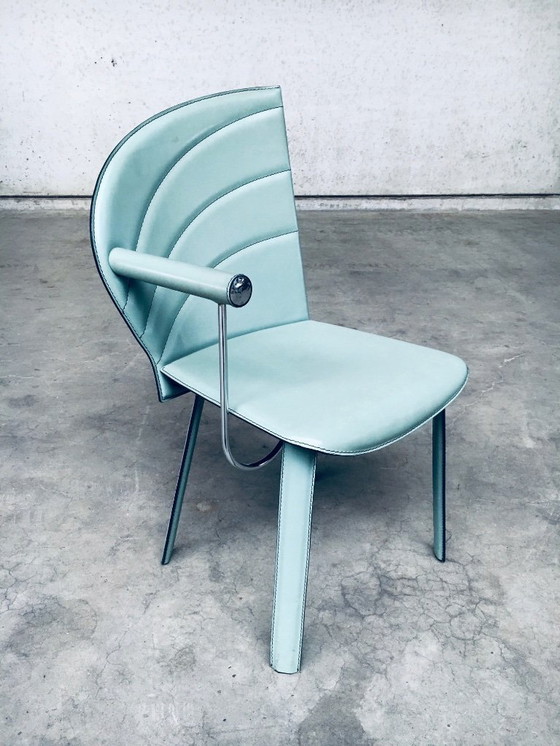 Image 1 of Postmodern Design Leather Dining Chair set by Mario Morbidelli for Naos, Italy 1980's