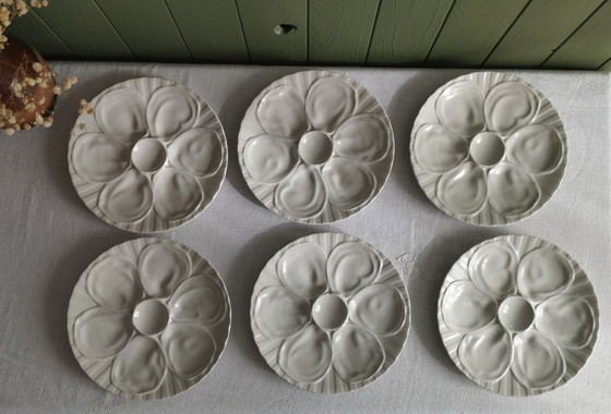 Image 1 of Lot de 6 assiettes à huitres en porcelaine de Pillivuyt