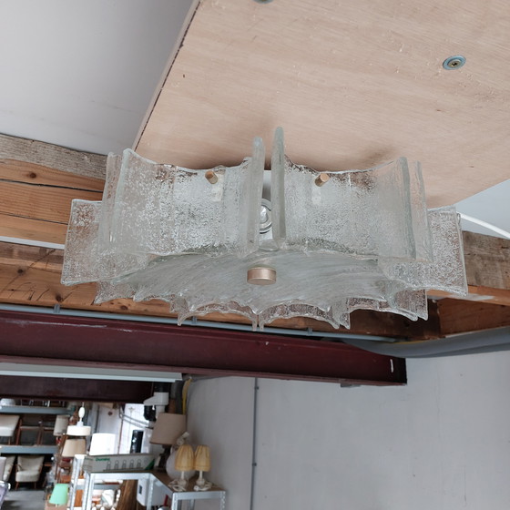 Image 1 of Vintage Kaiser Leuchten ijsglas plafondlamp 