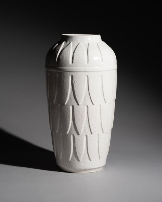 Image 1 of Vase de sol blanc Bay Keramik (modèle 8040), céramique ouest-allemande des années 1960-1970, H 40 cm